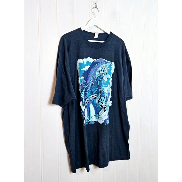 Tultex Tee Mens XXXL Blue Siberian Stroll T Shirt  Art by Ten Hundred Tiger Elmo - Picture 1 of 15